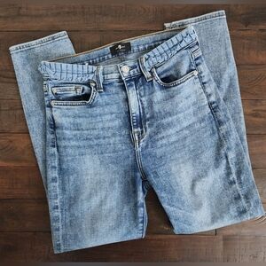 7 For All Mankind Classic Blue Denim Ruffle Skinny Jeans Sz26 Casual Scandi Girl